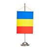 Chrome desk flag stand with double vertical flag 13/18 cm.
