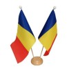 Wood desk flag stand with two flags 15/21 cm.