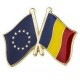 Insignă cu pin 2 steaguri România și UE