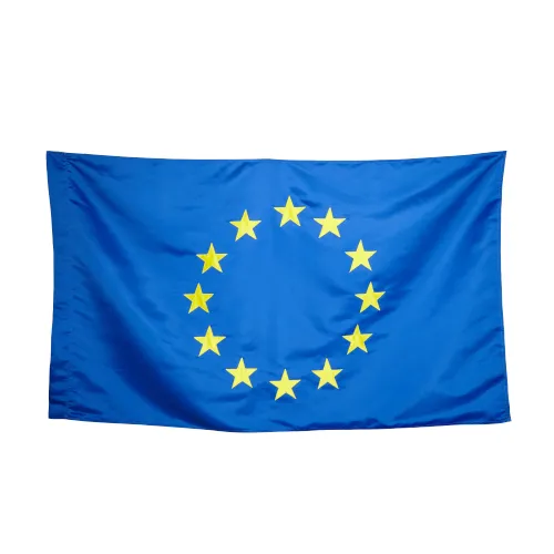Steag Uniunea Europeană satinat de lux cu stele aplicate pe două fețe