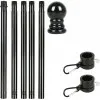 Black sectional metal flag stick up to 145 cm with decorative top and anti-twisting mechanism of the flag