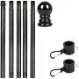 Black sectional metal flag stick up to 145 cm with decorative top and anti-twisting mechanism of the flag