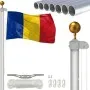 Set steag România cu catarg din aluminiu, modular, cu vârf decorativ tip sferă