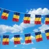 Flags of Romania bunting garland, 30 flags 15/21 cm. in 9 meters