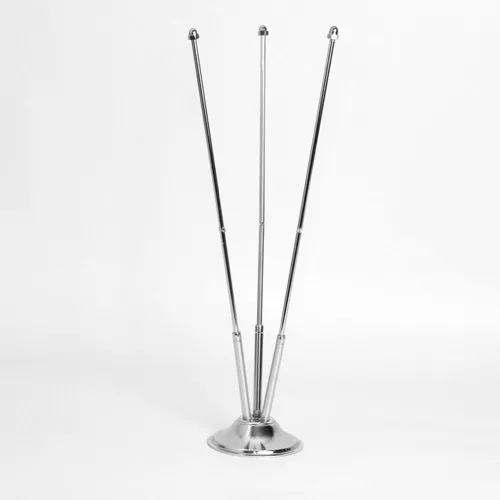 Chrome desk flag stand with three flags 15/21 cm.