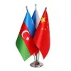Chrome desk flag stand with three flags 15/21 cm.