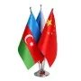 Chrome desk flag stand with three flags 15/21 cm.