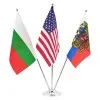 Luxury chrome desk flag stand with three flags 15/21 cm.