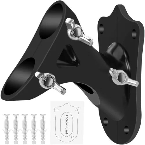 Black stainless steel wall flag holder with two positions