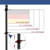 Black sectional metal flag stick up to 145 cm with decorative top and anti-twisting mechanism of the flag