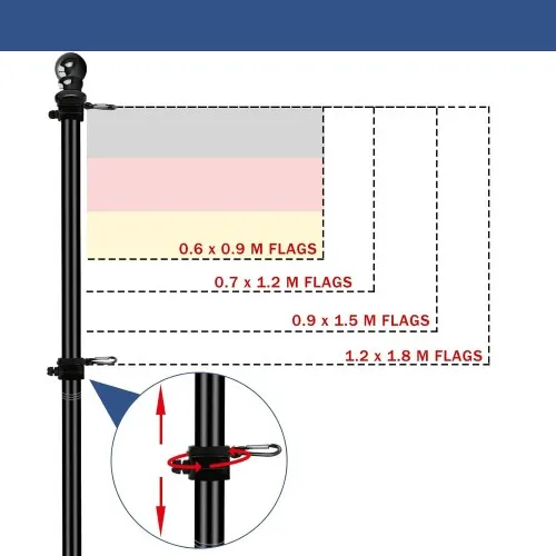 Negru lance metalica 180 cm, construita din 5 segmente, pentru steag
