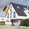 Black stainless steel wall flag holder with two positions