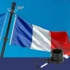 Black sectional metal flag stick up to 145 cm with decorative top and anti-twisting mechanism of the flag
