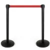 Black queuing barrier post with red belt 220 cm.