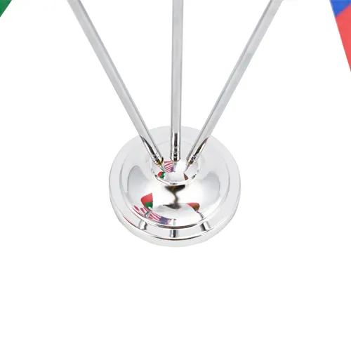 Luxury chrome desk flag stand with three flags 15/21 cm.