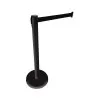 Black queuing barrier post with black tape 220 cm.