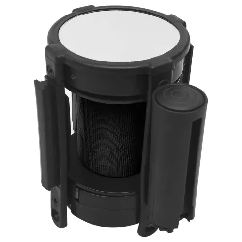 Retractable barrier belt cassete with black tape 220 cm.