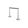 Silver queuing barrier post with black belt