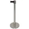 Silver queuing barrier post with black belt