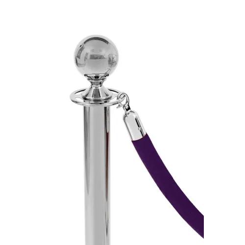 Velvet barrier post rope with chrome ends