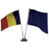 Chrome desk flag stand with two flags 15/21 cm.