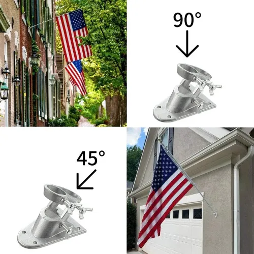 Stainless steel wall flag holder with two positions