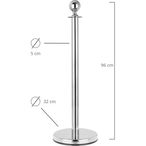 Set 2 piloni de delimitare, argintii, cu frânghie negru