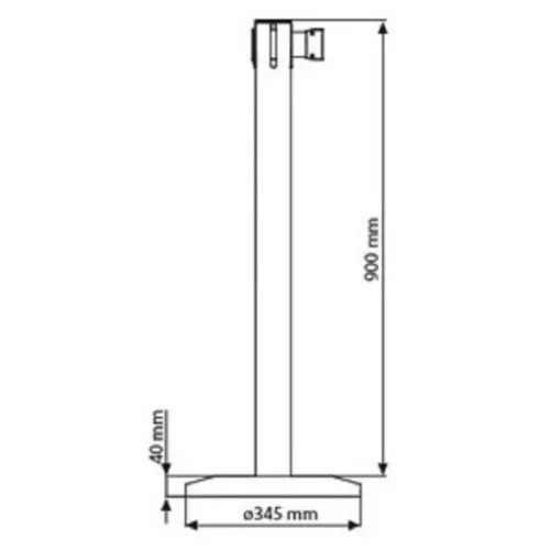 Black queuing barrier post with black tape 220 cm.