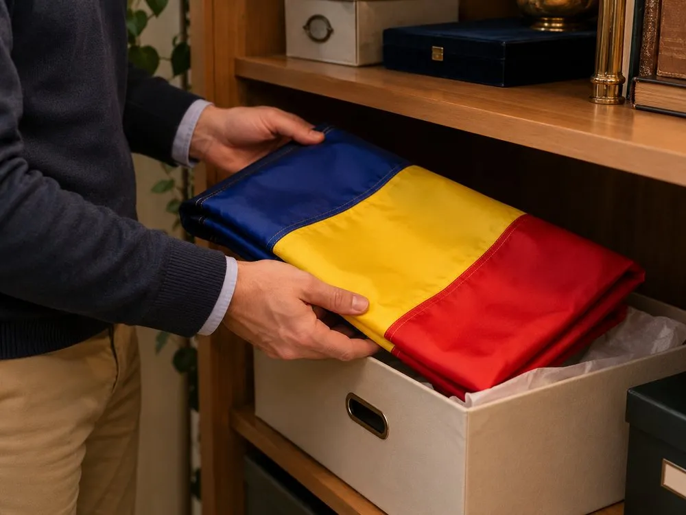 Storing a clean, completely dry, folded flag